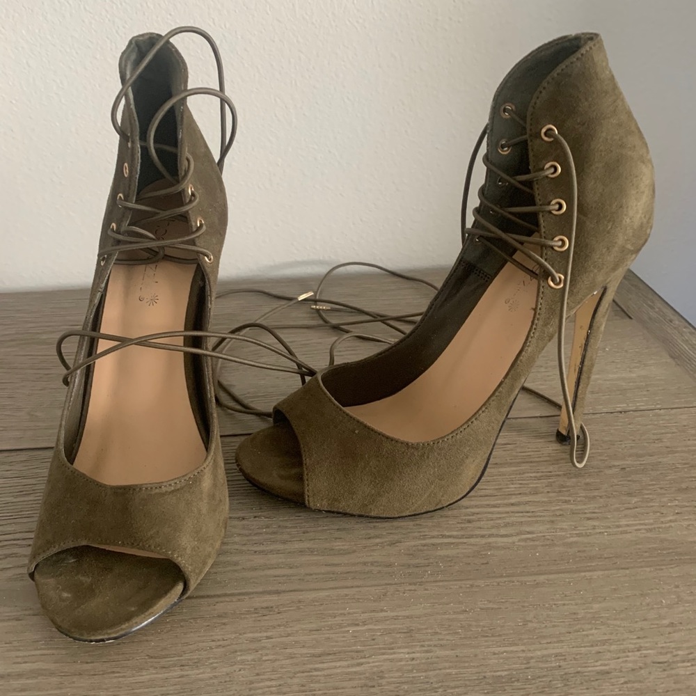 Sexy corset lace up olive army green darlin heel